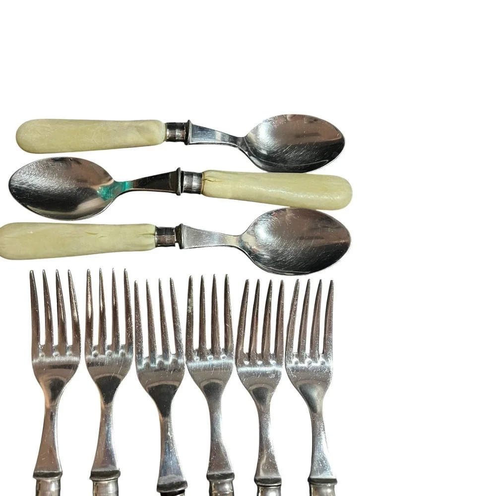 Rare Jean Dubost Laguiole French Flatware 20pc Set Marbled Handles Mixed Designs